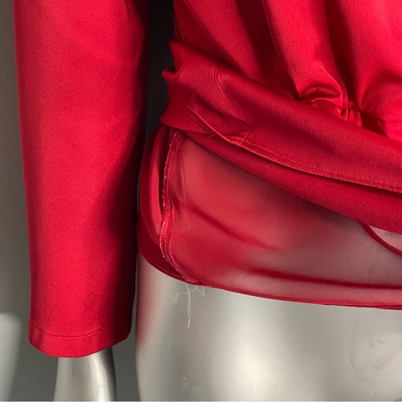 J CREW Red V Neck Long Peplum Top Blouse - Picture 7 of 13